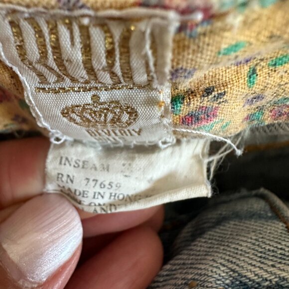 Vintage Beverly Hills Denim Shorts High Waist Patchwork Boho Festival - Picture 11 of 13